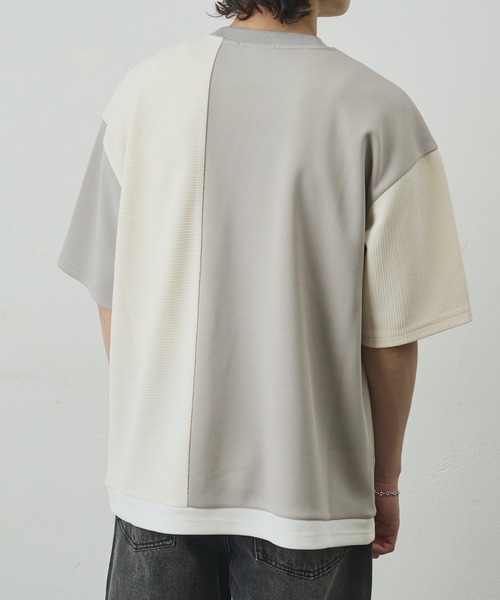 COLONY 2139(コロニートゥーワンスリーナイン)の「ジャガード切替Tシャツ(Tシャツ/カットソー・メンズ・ブラック/グレー・LARGE/MEDIUM)」の14枚目の写真