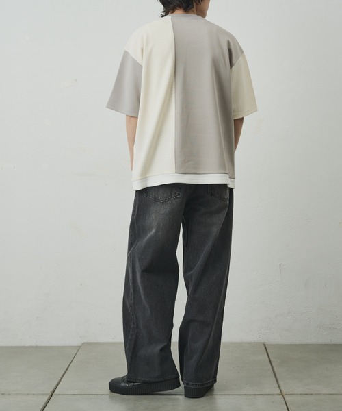 COLONY 2139(コロニートゥーワンスリーナイン)の「ジャガード切替Tシャツ(Tシャツ/カットソー・メンズ・ブラック/グレー・LARGE/MEDIUM)」の17枚目の写真