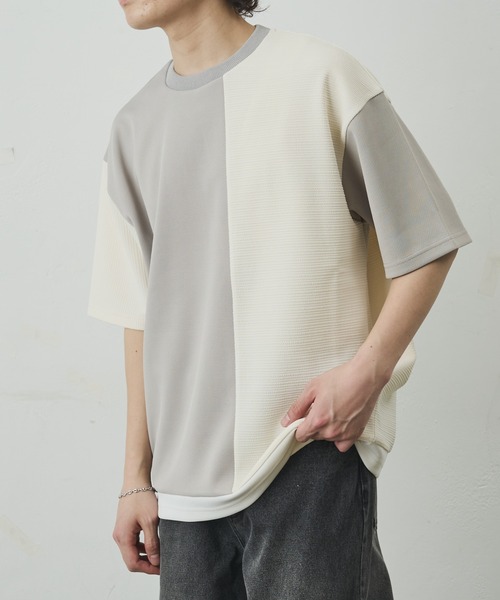 COLONY 2139(コロニートゥーワンスリーナイン)の「ジャガード切替Tシャツ(Tシャツ/カットソー・メンズ・ブラック/グレー・LARGE/MEDIUM)」の12枚目の写真