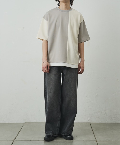 COLONY 2139(コロニートゥーワンスリーナイン)の「ジャガード切替Tシャツ(Tシャツ/カットソー・メンズ・ブラック/グレー・LARGE/MEDIUM)」の16枚目の写真