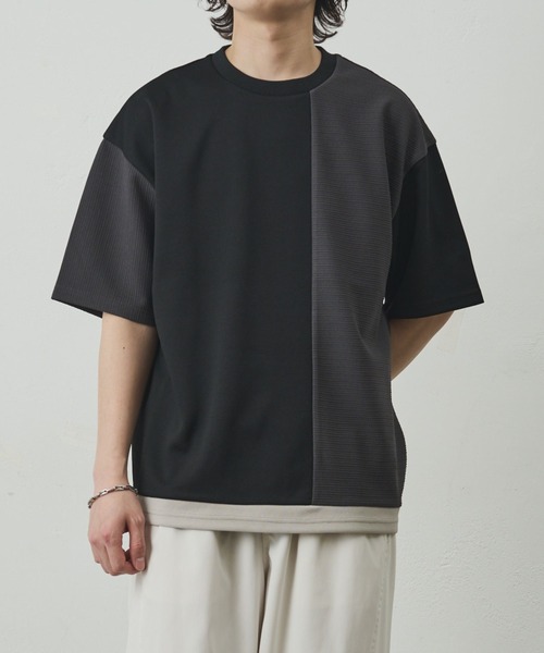 COLONY 2139(コロニートゥーワンスリーナイン)の「ジャガード切替Tシャツ(Tシャツ/カットソー・メンズ・ブラック/グレー・LARGE/MEDIUM)」の19枚目の写真