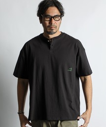 The DUFFER of ST.GEORGE | 8oz HEAVY WEIGHT COTTON OVERSIZED HENLEY NECK S/S TEE:セットアップ対応 ヘビーウェイト 半袖ヘンリーネックTEE / 8オンス / 厚手Tシャツ / オーバーサイズ / ルーズフィット(Tシャツ/カットソー)