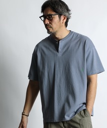 8oz HEAVY WEIGHT COTTON OVERSIZED HENLEY NECK S/S TEE：セットアップ対応 ヘビーウェイト 半袖ヘンリーネックTEE / 8オンス / 厚手Tシャツ / オーバーサイズ / ルーズフィット