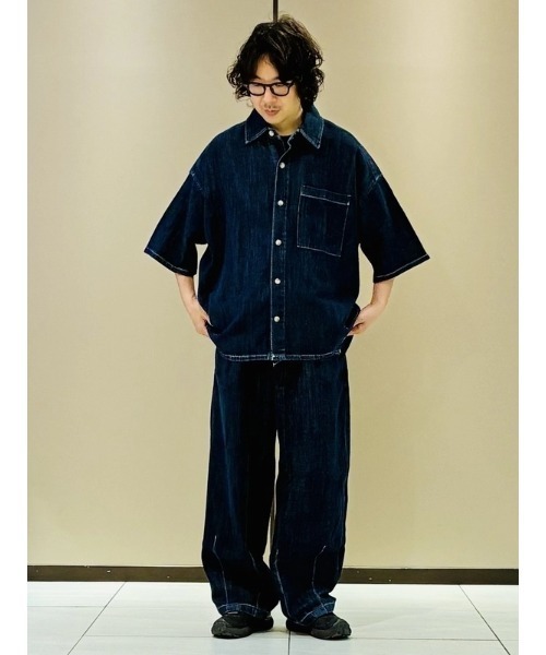 セール】デニム オーバーサイズ ストレートヘムシャツ（シャツ