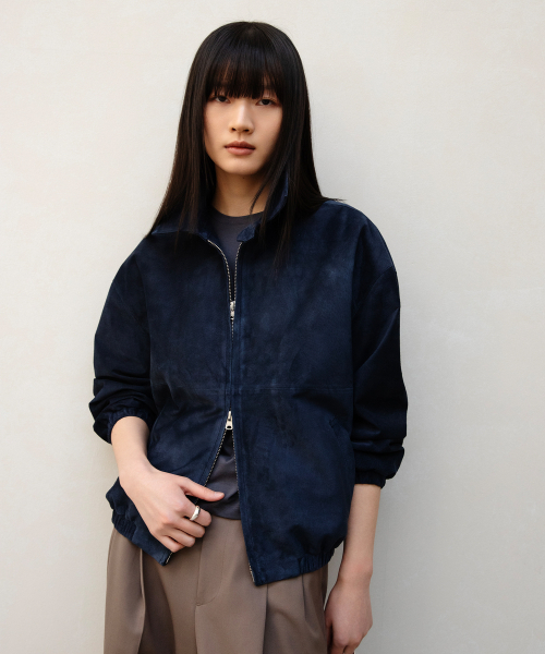 Mimi Suede Blouson Jacket (Dark Navy)（ライダースジャケット