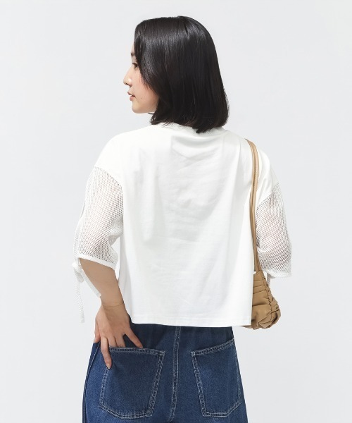 CONVERSE（コンバース）の「【別注】コンバース  AP MESH SLEEVE TEE L メッシュスリーブ半袖Tシャツ 限定コラボ（Tシャツ/カットソー・レディース・ホワイト/ブラック・S/M/L）」の16枚目の写真