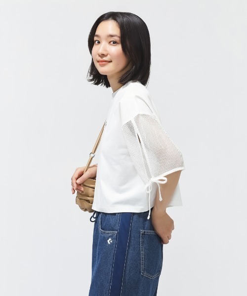 CONVERSE（コンバース）の「【別注】コンバース  AP MESH SLEEVE TEE L メッシュスリーブ半袖Tシャツ 限定コラボ（Tシャツ/カットソー・レディース・ホワイト/ブラック・S/M/L）」の17枚目の写真
