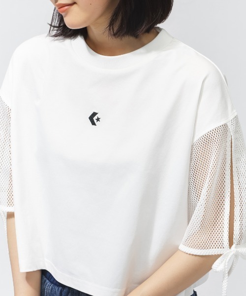 CONVERSE（コンバース）の「【別注】コンバース  AP MESH SLEEVE TEE L メッシュスリーブ半袖Tシャツ 限定コラボ（Tシャツ/カットソー・レディース・ホワイト/ブラック・S/M/L）」の13枚目の写真