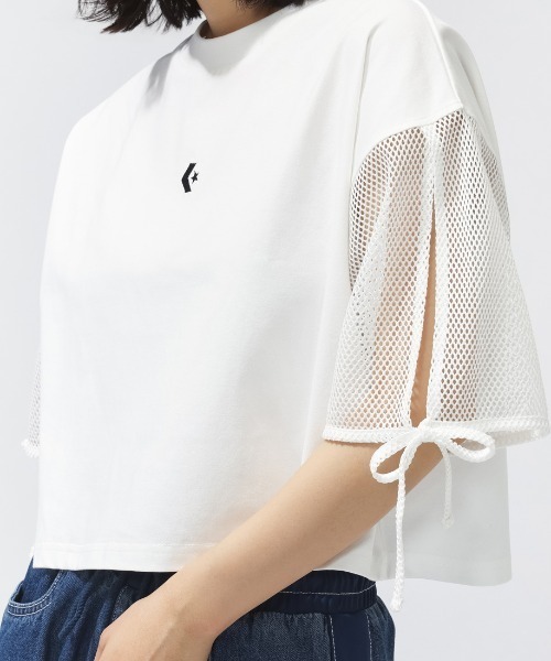 CONVERSE（コンバース）の「【別注】コンバース  AP MESH SLEEVE TEE L メッシュスリーブ半袖Tシャツ 限定コラボ（Tシャツ/カットソー・レディース・ホワイト/ブラック・S/M/L）」の12枚目の写真