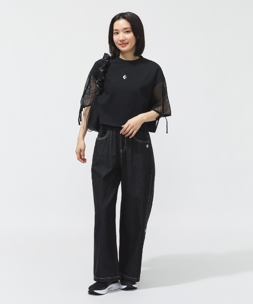 CONVERSE（コンバース）の「【別注】コンバース  AP MESH SLEEVE TEE L メッシュスリーブ半袖Tシャツ 限定コラボ（Tシャツ/カットソー・レディース・ホワイト/ブラック・S/M/L）」の9枚目の写真