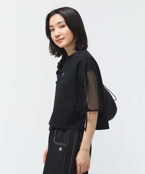 CONVERSE（コンバース）の「【別注】コンバース  AP MESH SLEEVE TEE L メッシュスリーブ半袖Tシャツ 限定コラボ（Tシャツ/カットソー・レディース・ホワイト/ブラック・S/M/L）」の11枚目の写真