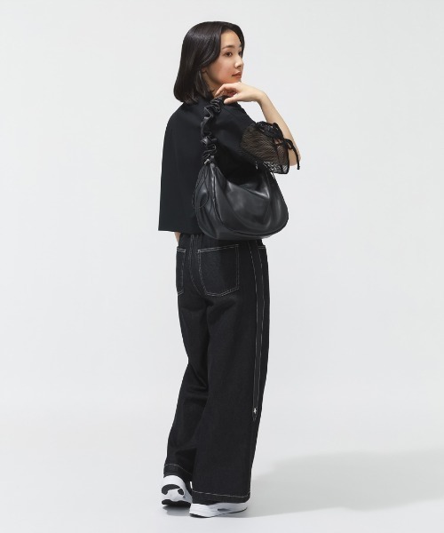 CONVERSE（コンバース）の「【別注】コンバース  AP MESH SLEEVE TEE L メッシュスリーブ半袖Tシャツ 限定コラボ（Tシャツ/カットソー・レディース・ホワイト/ブラック・S/M/L）」の8枚目の写真