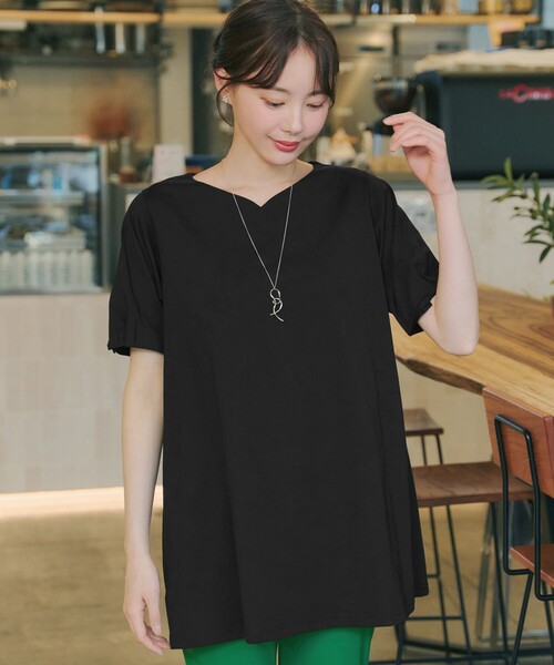 Tiaclasse(ティアクラッセ)の「【おのののかさん着用】「サマケア」バックヨークフリルチュニック(Tシャツ/カットソー・レディース・オフホワイト/ブラック/グレイッシュベージュ/ピンク・M/L)」の17枚目の写真