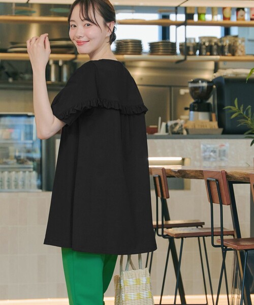 Tiaclasse(ティアクラッセ)の「【おのののかさん着用】「サマケア」バックヨークフリルチュニック(Tシャツ/カットソー・レディース・オフホワイト/ブラック/グレイッシュベージュ/ピンク・M/L)」の18枚目の写真
