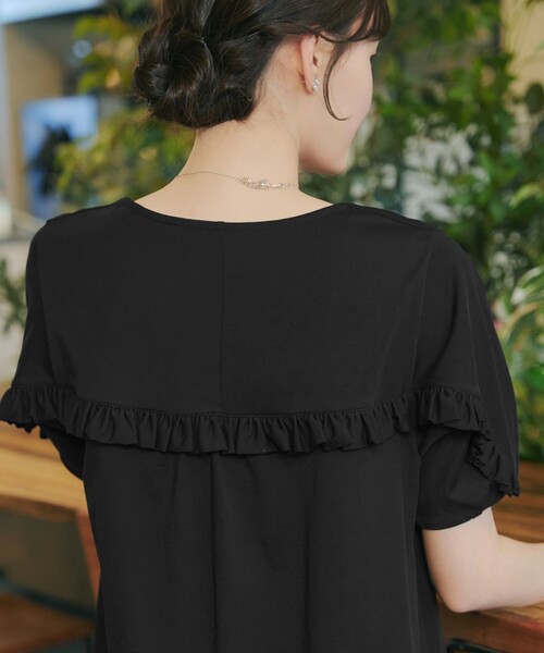 Tiaclasse(ティアクラッセ)の「【おのののかさん着用】「サマケア」バックヨークフリルチュニック(Tシャツ/カットソー・レディース・オフホワイト/ブラック/グレイッシュベージュ/ピンク・M/L)」の21枚目の写真