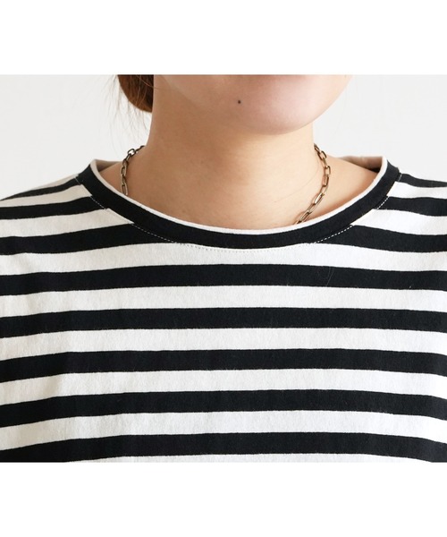reca(レカ)の「レーススカーフ付き五分袖Tシャツ(Tシャツ/カットソー・レディース・チャコールグレー/ホワイト系その他・FREE)」の14枚目の写真