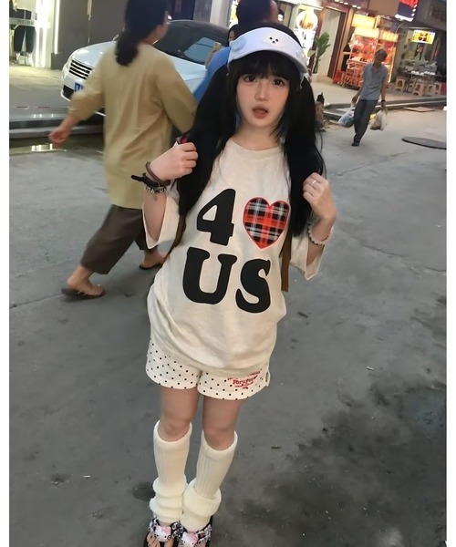 inst.ALL(インストール)の「ハートチェックプリントルーズTシャツ(Tシャツ/カットソー・レディース・ホワイト・M)」の7枚目の写真