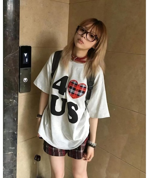 inst.ALL(インストール)の「ハートチェックプリントルーズTシャツ(Tシャツ/カットソー・レディース・ホワイト・M)」の8枚目の写真