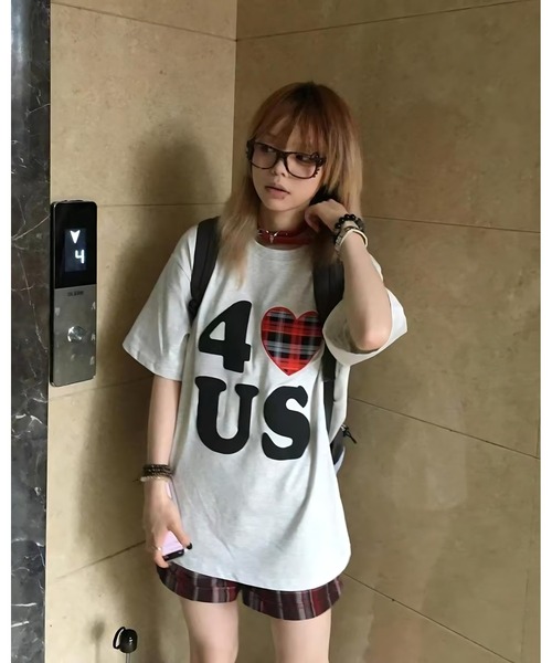 inst.ALL(インストール)の「ハートチェックプリントルーズTシャツ(Tシャツ/カットソー・レディース・ホワイト・M)」の9枚目の写真