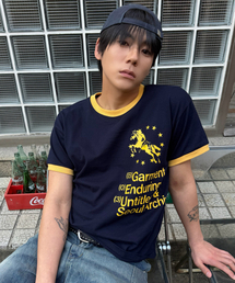 ユニコーンタイポリングクロップ半袖ネイビー