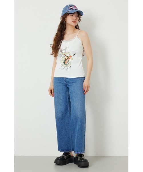 RODEO CROWNS WIDE BOWL（ロデオクラウンズワイドボウル）の「(Ed Hardy)レースキャミソール（キャミソール・レディース・ブラウン/ブラック/ライトピンク/オフホワイト・FREE）」の6枚目の写真