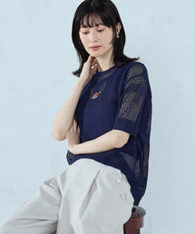 【セットアイテム】透かし編み ボーダープルオーバー+タンクトップ