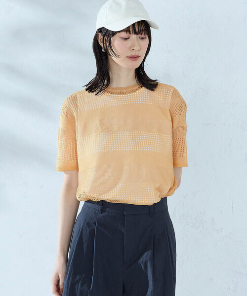 COMME CA ISM（コムサイズム）の「【セットアイテム】透かし編み ボーダープルオーバー＋タンクトップ（ニット/セーター・レディース・オフホワイト/ネイビー/オレンジ・FREE）」の21枚目の写真