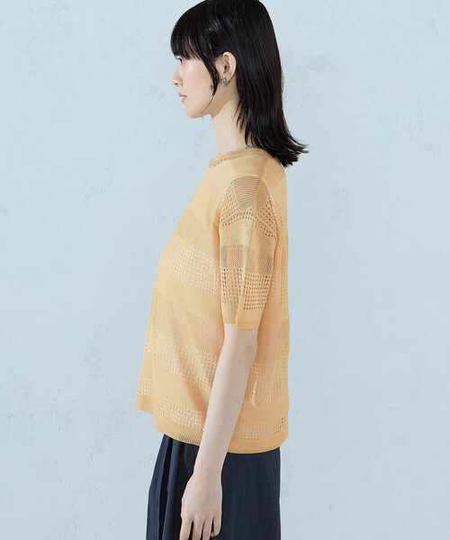 COMME CA ISM（コムサイズム）の「【セットアイテム】透かし編み ボーダープルオーバー＋タンクトップ（ニット/セーター・レディース・オフホワイト/ネイビー/オレンジ・FREE）」の19枚目の写真