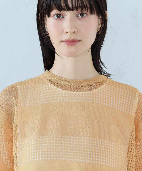 COMME CA ISM（コムサイズム）の「【セットアイテム】透かし編み ボーダープルオーバー＋タンクトップ（ニット/セーター・レディース・オフホワイト/ネイビー/オレンジ・FREE）」の17枚目の写真