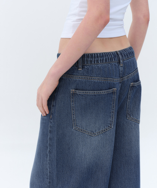 MUSINSA STANDARD WOMAN（ムシンサスタンダードウーマン）の「ウィメンズテンセルワイドバンディングデニムパンツ[ミディアムインディゴ]（デニムパンツ・レディース・その他・24/26/28/30）」の7枚目の写真