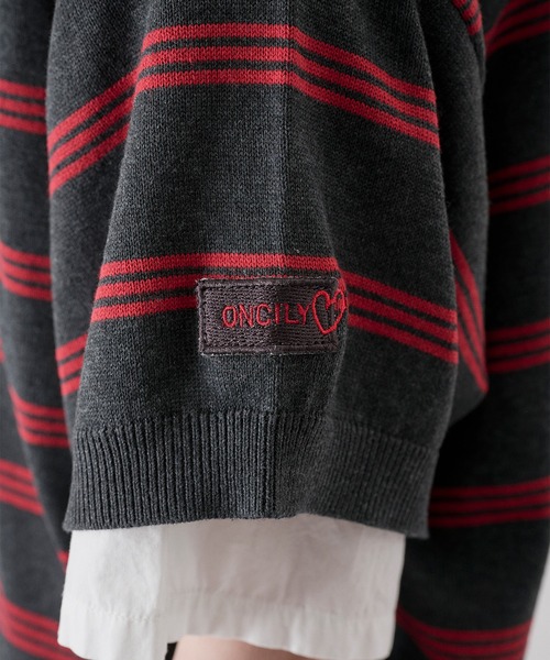 ONCILY(オンシェリー)の「MELLOW BORDER KNIT SHIRT / メロウボーダーニットシャツ(シャツ/ブラウス・メンズ・グレー系その他/チャコールグレー・SMALL/MEDIUM/LARGE)」の17枚目の写真