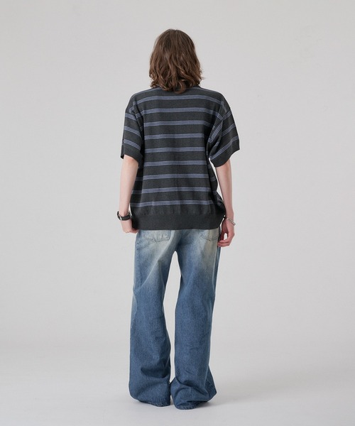 ONCILY(オンシェリー)の「MELLOW BORDER KNIT SHIRT / メロウボーダーニットシャツ(シャツ/ブラウス・メンズ・グレー系その他/チャコールグレー・SMALL/MEDIUM/LARGE)」の12枚目の写真