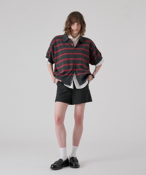 ONCILY(オンシェリー)の「MELLOW BORDER KNIT SHIRT / メロウボーダーニットシャツ(シャツ/ブラウス・メンズ・グレー系その他/チャコールグレー・SMALL/MEDIUM/LARGE)」の19枚目の写真