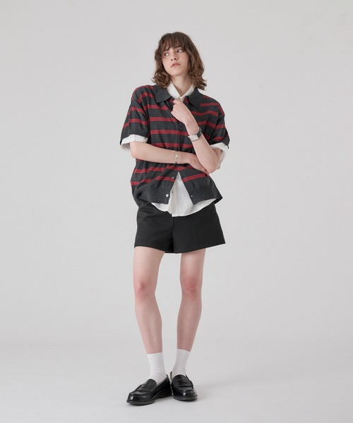 ONCILY(オンシェリー)の「MELLOW BORDER KNIT SHIRT / メロウボーダーニットシャツ(シャツ/ブラウス・メンズ・グレー系その他/チャコールグレー・SMALL/MEDIUM/LARGE)」の20枚目の写真