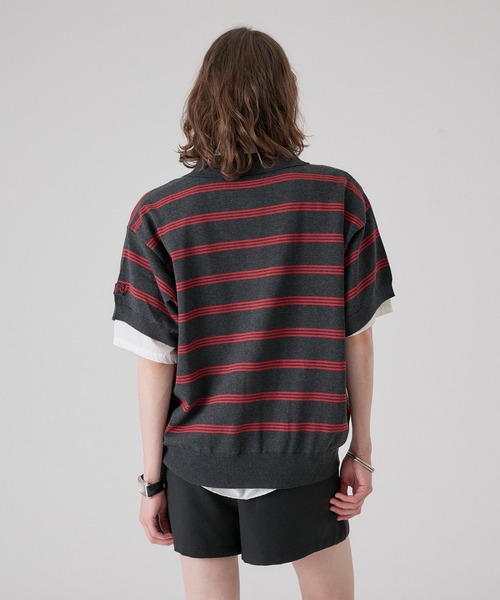 ONCILY(オンシェリー)の「MELLOW BORDER KNIT SHIRT / メロウボーダーニットシャツ(シャツ/ブラウス・メンズ・グレー系その他/チャコールグレー・SMALL/MEDIUM/LARGE)」の16枚目の写真