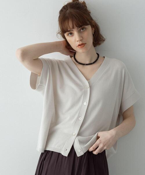 URBAN RESEARCH Sonny Label（アーバンリサーチサニーレーベル）の「クールミストフレンチニットカーディガン（カーディガン/ボレロ・レディース・ブラック/グレー系その他/ライトグレー・FREE）」の3枚目の写真