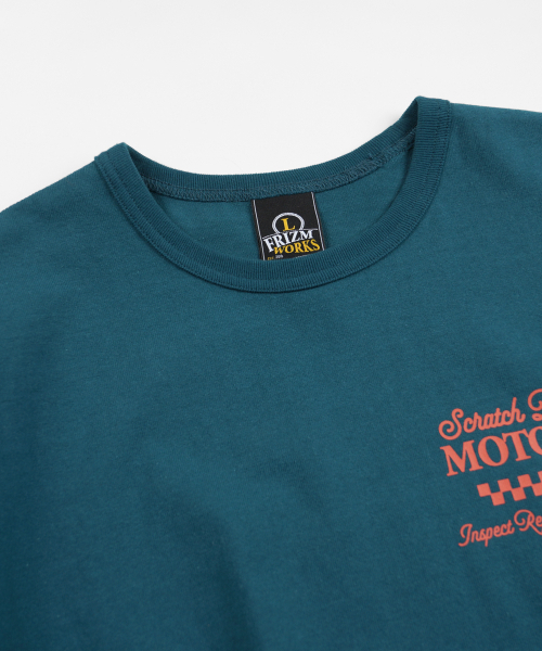 FRIZMWORKS（フリズムワークス）の「SCRATCH BUILT MOTORS HALF TEE _ TEAL（Tシャツ/カットソー・メンズ・その他・SMALL/MEDIUM/LARGE/X-LARGE）」の3枚目の写真