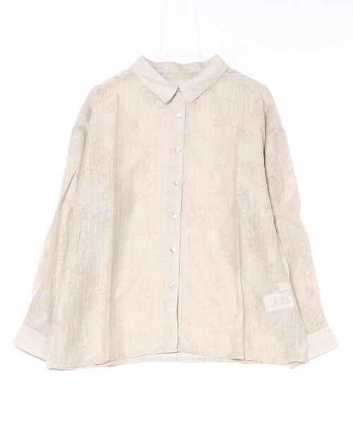 antiqua（アンティカ）の「シアー長袖シャツ（シャツ/ブラウス・レディース・ベージュ/ブラック・ONESIZE）」の2枚目の写真