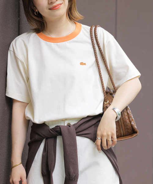 LACOSTE(ラコステ)の「《追加》別注【LACOSTE/ラコステ】リンガーTシャツ(Tシャツ/カットソー・レディース・アイボリー/ブラウン/ネイビー・36)」の10枚目の写真