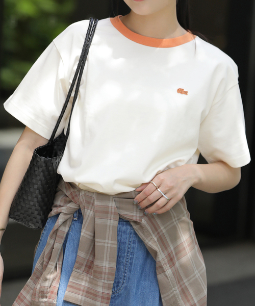 LACOSTE(ラコステ)の「《追加》別注【LACOSTE/ラコステ】リンガーTシャツ(Tシャツ/カットソー・レディース・アイボリー/ブラウン/ネイビー・36)」の16枚目の写真