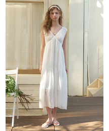 Rosehip dot-chiffon dress (white)