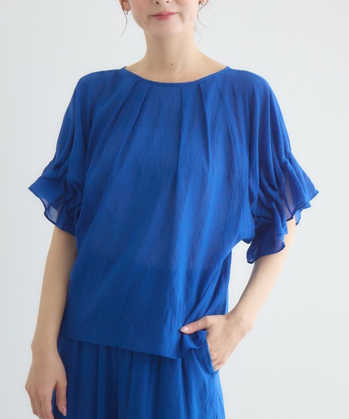 KATHARINE ROSS(キャサリンロス)の「【接触冷感/UVカット/通気性】ウォッシャブル2WAYブラウス(シャツ/ブラウス・レディース・ブラウン/ブルー/ブラック・FREE)」の1枚目の写真
