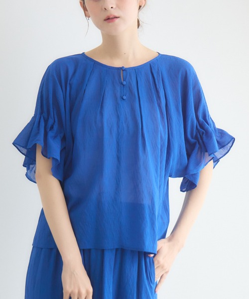 KATHARINE ROSS(キャサリンロス)の「【接触冷感/UVカット/通気性】ウォッシャブル2WAYブラウス(シャツ/ブラウス・レディース・ブラウン/ブルー/ブラック・FREE)」の6枚目の写真