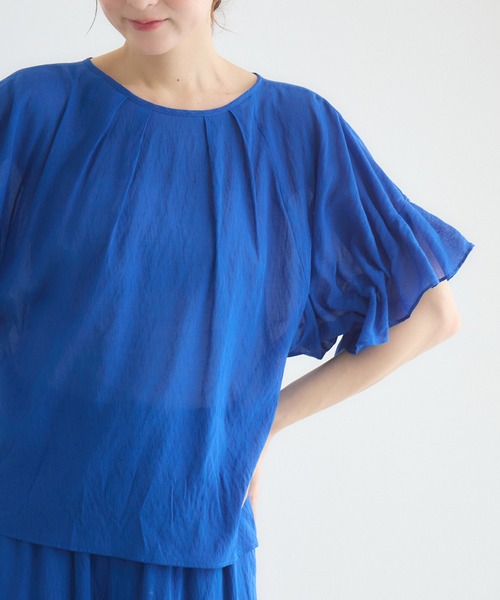 KATHARINE ROSS(キャサリンロス)の「【接触冷感/UVカット/通気性】ウォッシャブル2WAYブラウス(シャツ/ブラウス・レディース・ブラウン/ブルー/ブラック・FREE)」の4枚目の写真