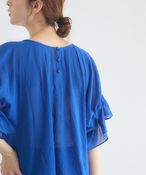 KATHARINE ROSS(キャサリンロス)の「【接触冷感/UVカット/通気性】ウォッシャブル2WAYブラウス(シャツ/ブラウス・レディース・ブラウン/ブルー/ブラック・FREE)」の5枚目の写真