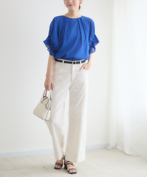 KATHARINE ROSS(キャサリンロス)の「【接触冷感/UVカット/通気性】ウォッシャブル2WAYブラウス(シャツ/ブラウス・レディース・ブラウン/ブルー/ブラック・FREE)」の14枚目の写真