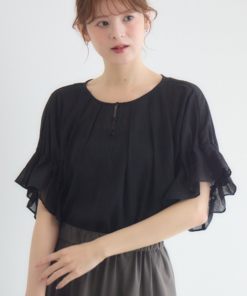 KATHARINE ROSS(キャサリンロス)の「【接触冷感/UVカット/通気性】ウォッシャブル2WAYブラウス(シャツ/ブラウス・レディース・ブラウン/ブルー/ブラック・FREE)」の22枚目の写真