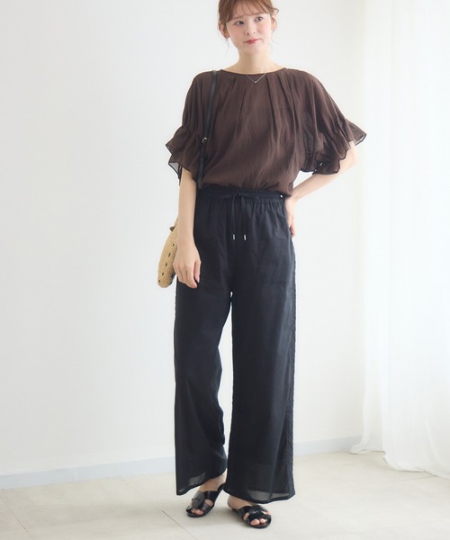 KATHARINE ROSS(キャサリンロス)の「【接触冷感/UVカット/通気性】ウォッシャブル2WAYブラウス(シャツ/ブラウス・レディース・ブラウン/ブルー/ブラック・FREE)」の19枚目の写真