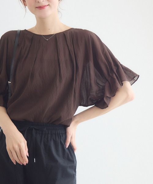 KATHARINE ROSS(キャサリンロス)の「【接触冷感/UVカット/通気性】ウォッシャブル2WAYブラウス(シャツ/ブラウス・レディース・ブラウン/ブルー/ブラック・FREE)」の16枚目の写真
