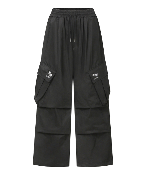 COIRIS(コイリス)の「ビエンノパラシュートワイドカーゴパンツ(2カラー)(スウェットパンツ・レディース・ブラック/Beige/チャコールグレー・FREE)」の4枚目の写真